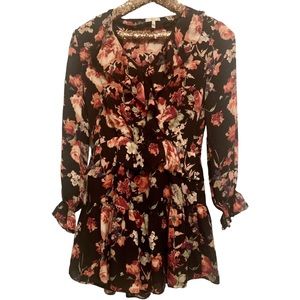 Joie Joada Floral Silk Ruffled Long Sleeve Dress Size Small